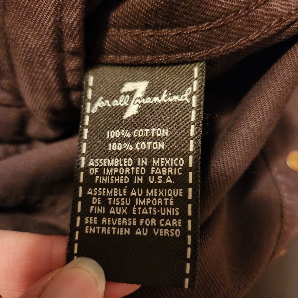 7 For All Mankind Brown Classic Coated Waxed Denim Trucker Jacket Size M NWOT - Picture 8 of 9